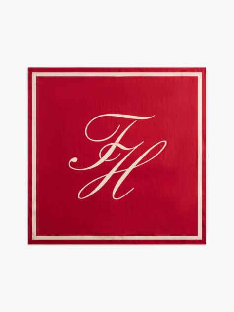 Rosu Fular Din Matase Cu Logo  Femei