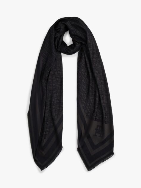 Negru TH Monogram Esarfa Din Lana  Femei