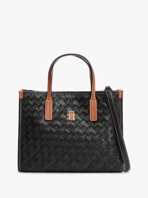 Black City Woven Crossbody Tote Bag  Women