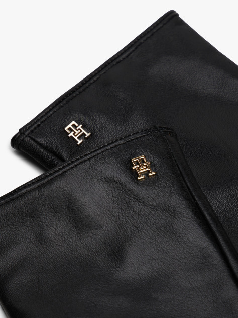 Negru Manusi Din Piele Cu Placa Chic TH Monogram  Femei