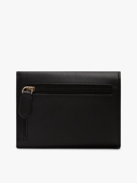 Black Modern TH Monogram Turn Lock Trifold Wallet  Women
