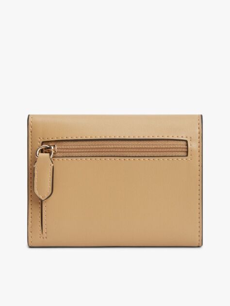 Beige Modern TH Monogram Turn Lock Trifold Wallet  Women