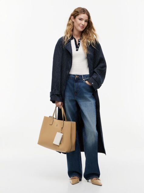 Bej Geanta Satchel Hilfiger Icon Pebble Grain  Femei