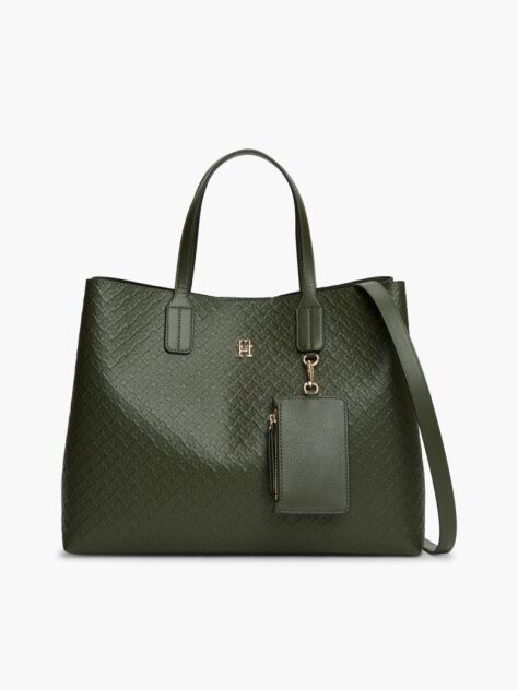 Verde Geanta Satchel Cu Imprimeu Hilfiger Icon Si Portofel Pentru Monede  Femei