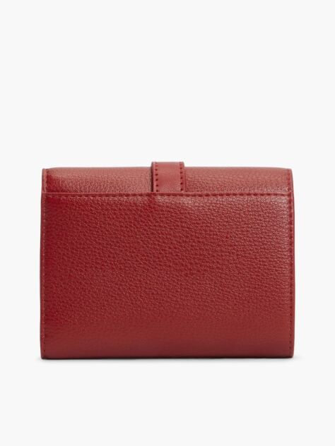 Rosu Portofel Trifold Pebble Grain Cu Catarama  Femei