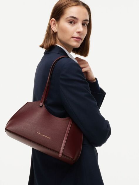 Rosu Geanta Tote Modern Cu Textura  Femei