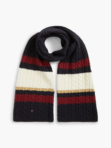 Blue Flag Cable Knit Scarf With Alpaca  Women