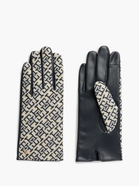 Blue Manusi Jacquard Din Piele Cu Monograma TH  Femei