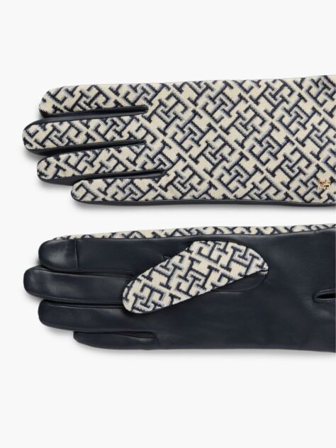 Blue Manusi Jacquard Din Piele Cu Monograma TH  Femei
