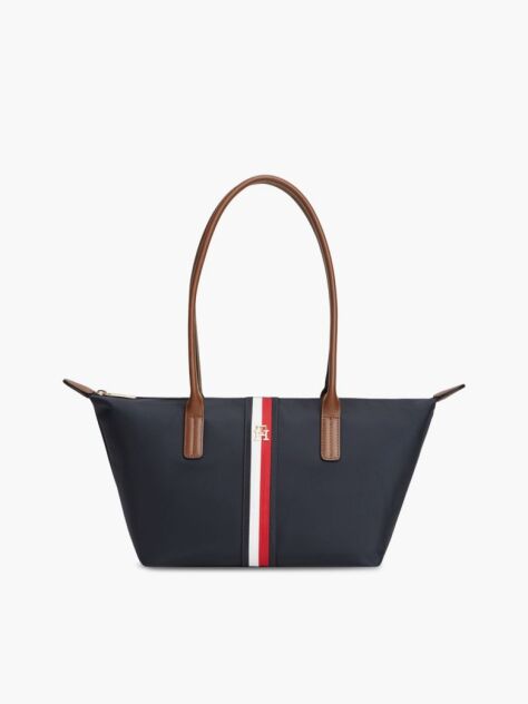 Blue Geanta Tote Popette Cu Dunga Global  Femei