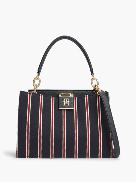 Blue Geanta Satchel Cu Monograma TH Si Dunga Global  Femei