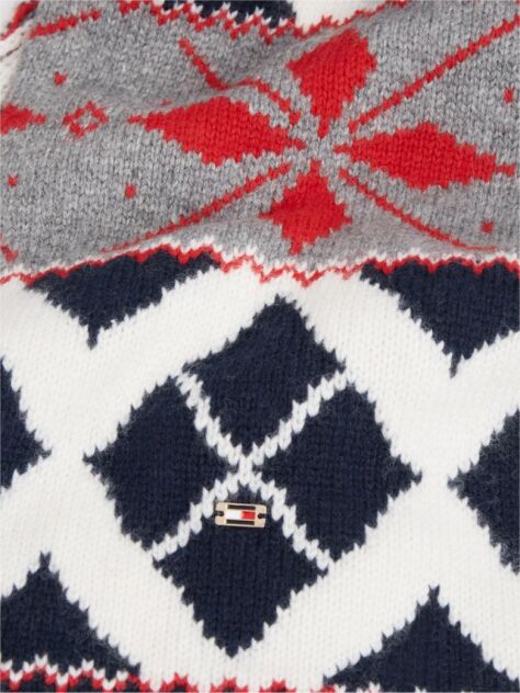 Multi Enamel Flag Fair Isle Scarf With Alpaca  Women
