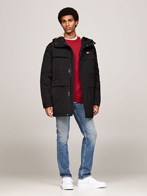 Black Canvas Down Parka  Men