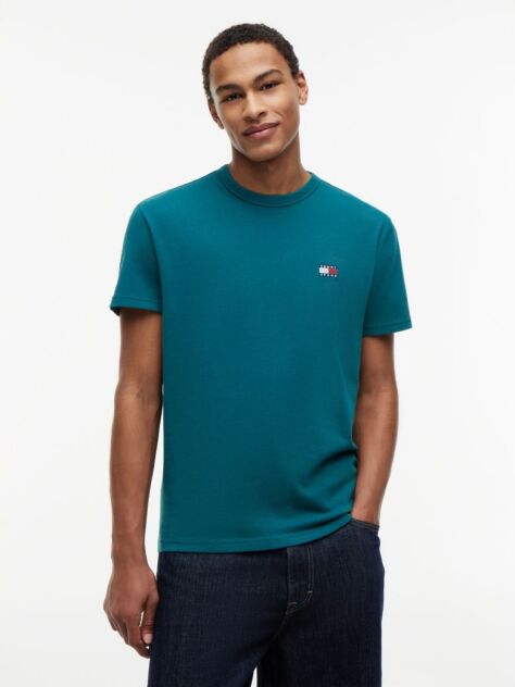 Blue Tricou Cu Guler Rotund Tommy Badge  Barbati