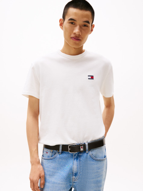 White Tommy Badge Crew Neck T-Shirt  Men