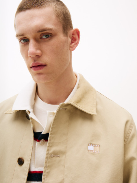 Khaki Tonal Logo Boxy Chore Jacket  Men