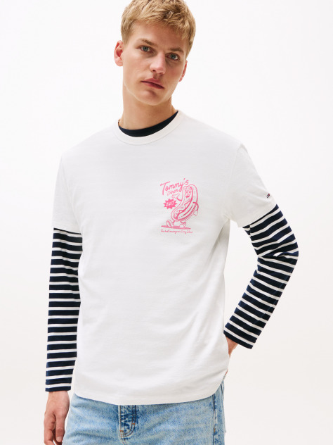 White Back Graphic Crew Neck T-Shirt  Men