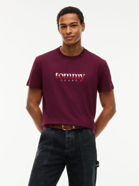 Mov Tricou Din Jersey Cu Guler Rotund Si Logo  Barbati