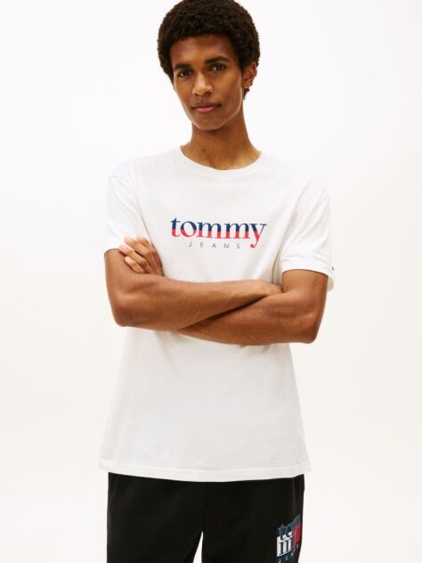 Bej Tricou Din Jersey Cu Guler Rotund Si Logo  Barbati