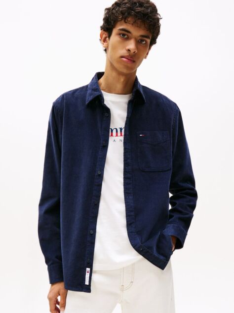 Blue Regular Fit Corduroy Shirt  Men