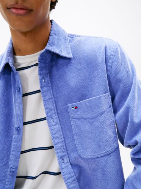 Blue Regular Fit Corduroy Shirt  Men
