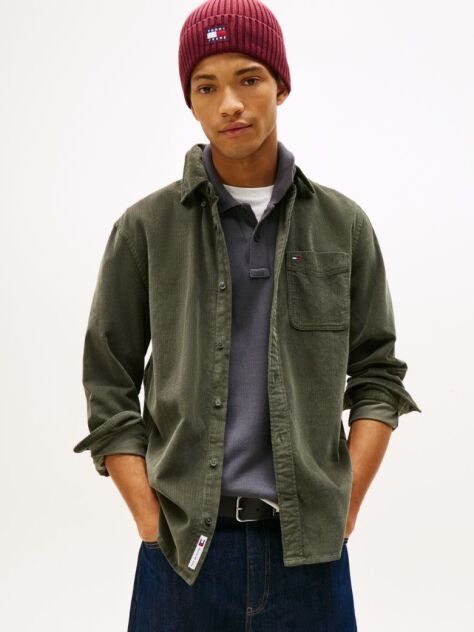 Green Regular Fit Corduroy Shirt  Men