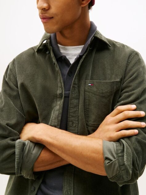Green Regular Fit Corduroy Shirt  Men