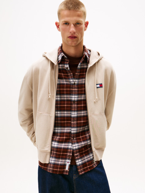 Beige 90S New Classics Back Emboidery Logo Hoodie  Men
