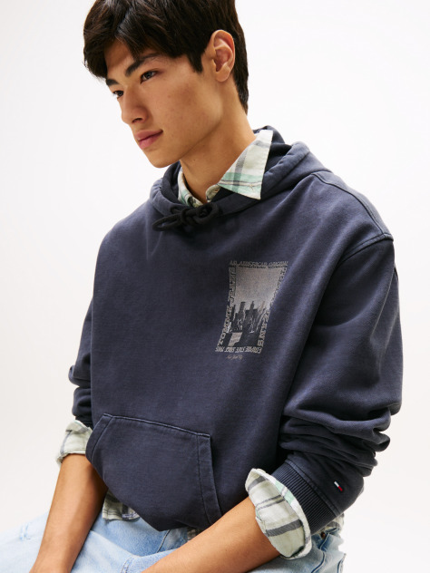 Black 9s Back Photo Print Washed Hoody  Men