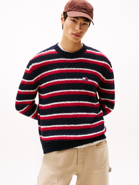 Multi Tommy Badge Stripe Jumper With Alpaca  Men