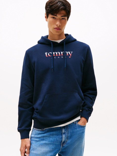 Blue Logo Drawstring Terry Hoody  Men