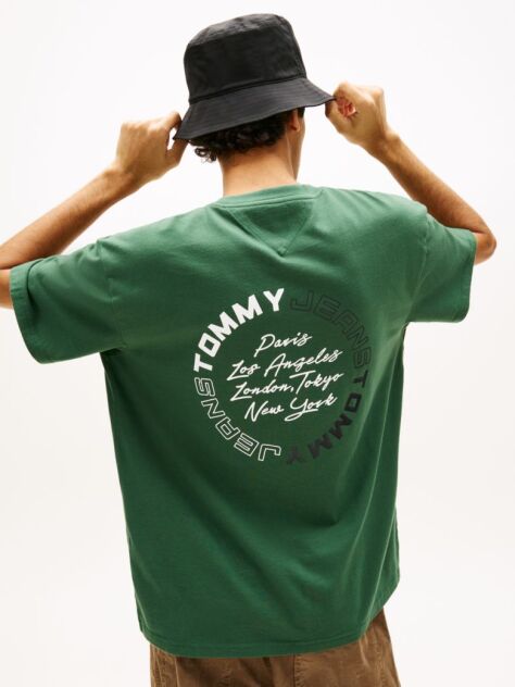 Verde Tricou Relaxed Cu Logo Circular Pe Spate  Barbati