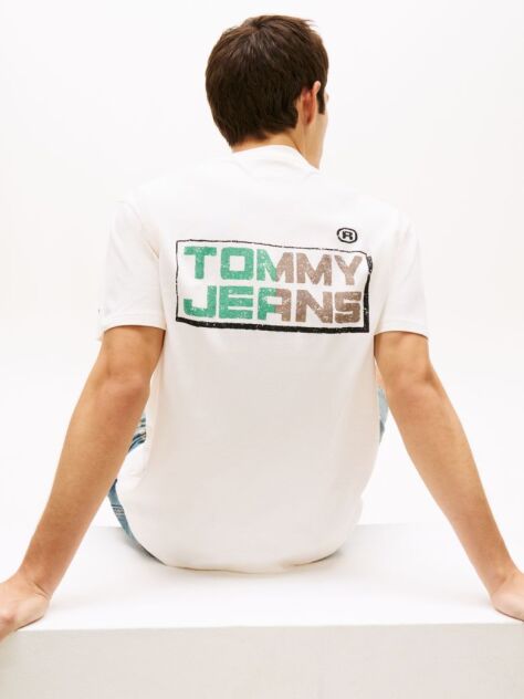 Bej Tricou Relaxat Din Jersey Cu Logo Pe Spate  Barbati