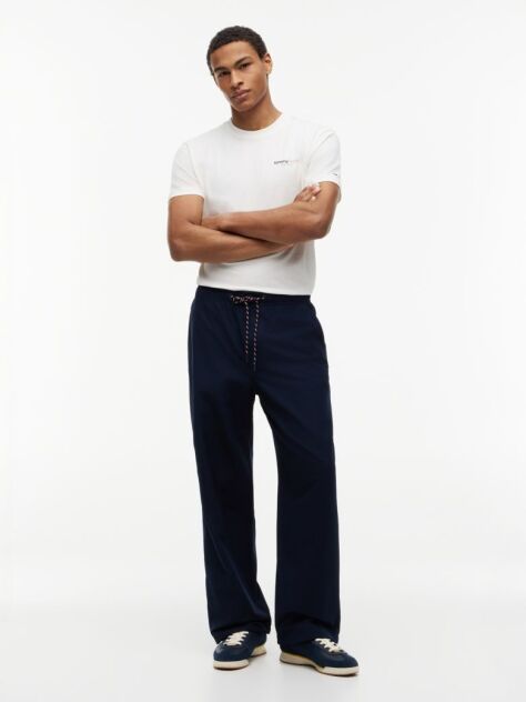 Blue Pantaloni Theo Cu Cordon De Strangere Si Model Parasuta  Barbati