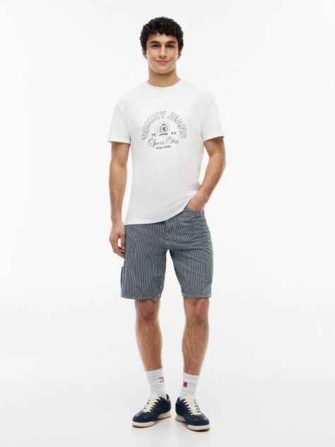 White Crest Logo Peached Jersey T-Shirt  Men