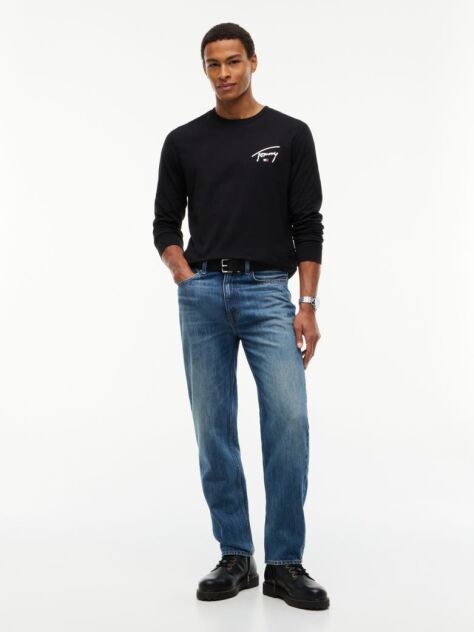 Black Signature Logo Slim Long Sleeve T-Shirt  Men