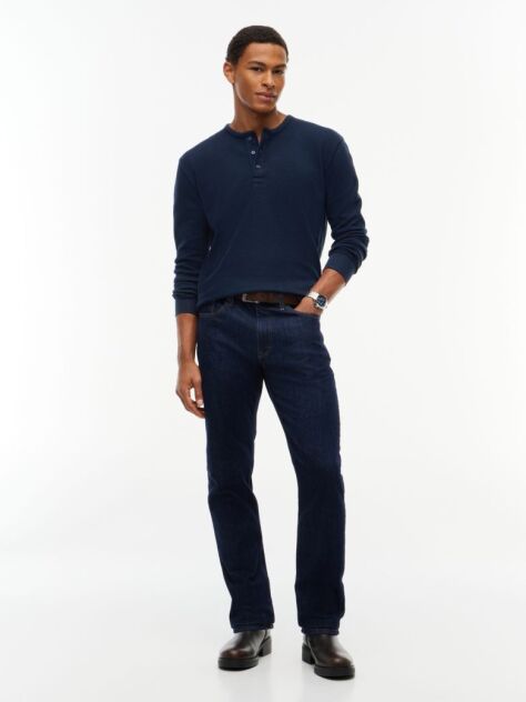 Blue T-Shirt Cu Maneca Lunga Tricotat Uzat   Barbati