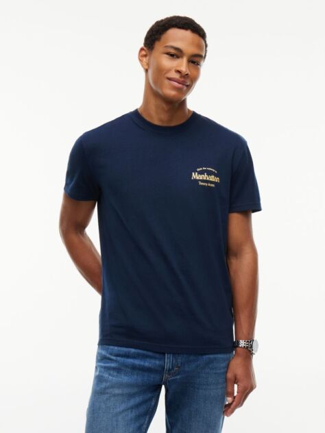 Blue Back Graphic Jersey Crew Neck T-Shirt  Men