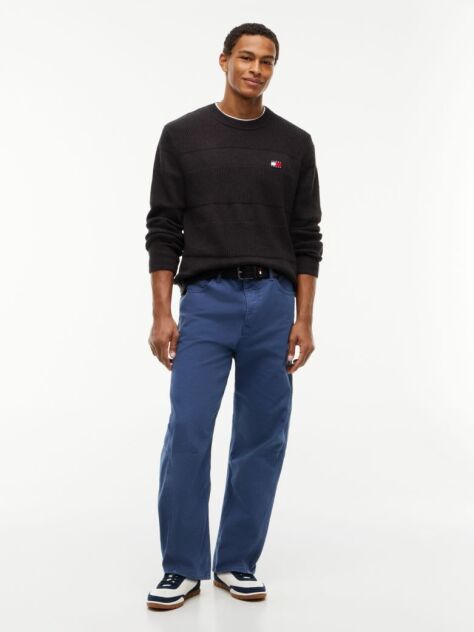 Black Tommy Badge Textured Jumper  Men