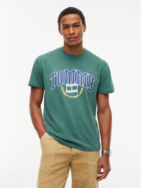 Verde T-Shirt Din Jerseu Cu Logo Varsity  Barbati