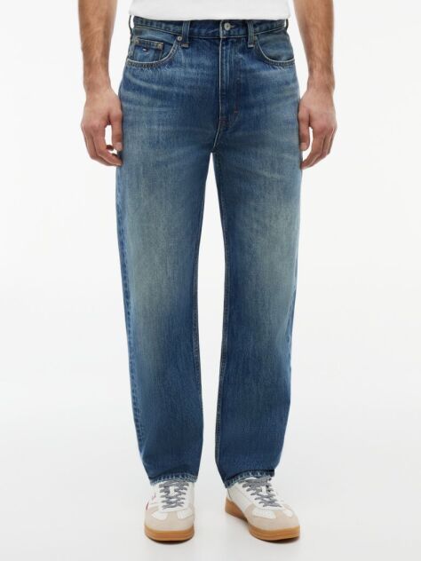 Denim Blugi Tapered Whiskered Cu Croiala Regular  Barbati