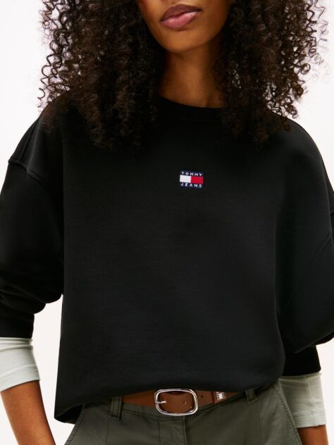 Negru Bluza Boxy Fit Cu Badge  Femei