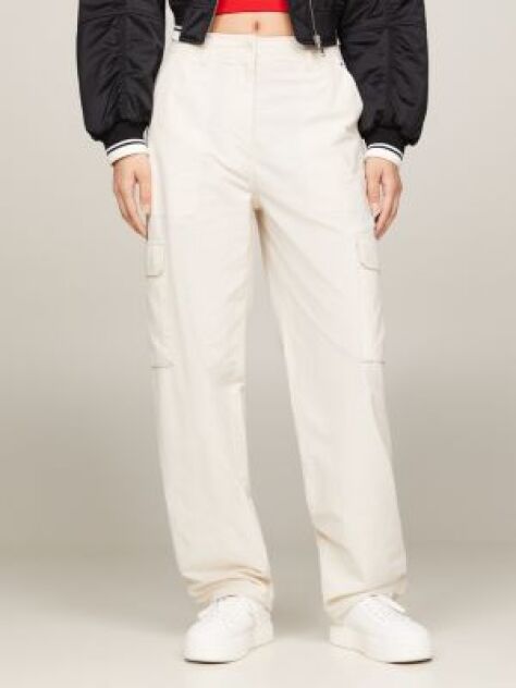 Beige Harper High Rise Mom Cargo Trousers  Women