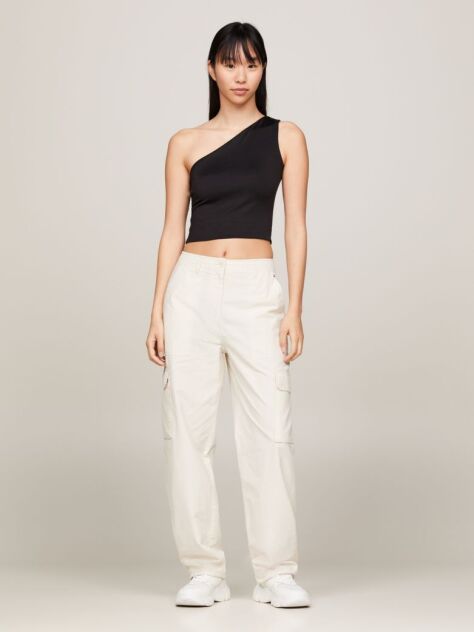 Black Asymmetrical Cropped Tank Top  Women