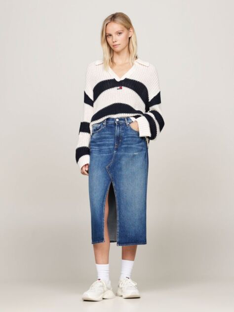 Denim Claire High Rise Denim Midi Skirt  Women