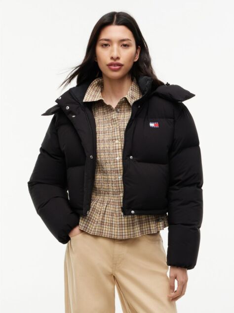 Negru Geaca Puffer Alaska Din Puff Cu Croiala Lejera  Femei