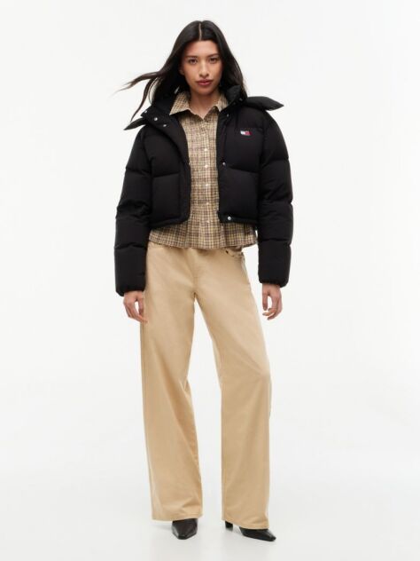 Negru Geaca Puffer Alaska Din Puff Cu Croiala Lejera  Femei