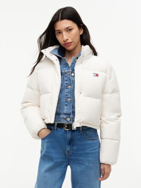 Alb Geaca Puffer Alaska Din Puff Cu Croiala Lejera  Femei
