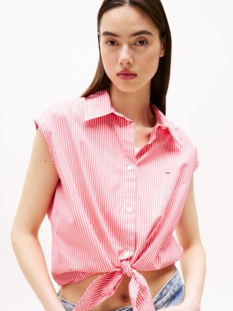 Multi Cropped Cap Sleeve Poplin Shirt  Women