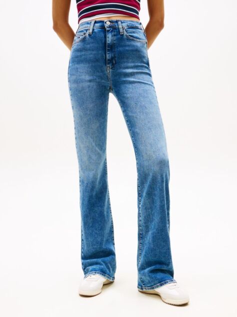Denim Jeansi Skinny Cu Talie Inalta Si Picior Evazat  Femei